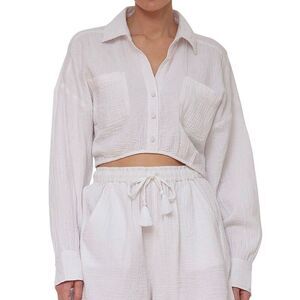 NWT Avec Les Filles Surplice Crop Shirt Small